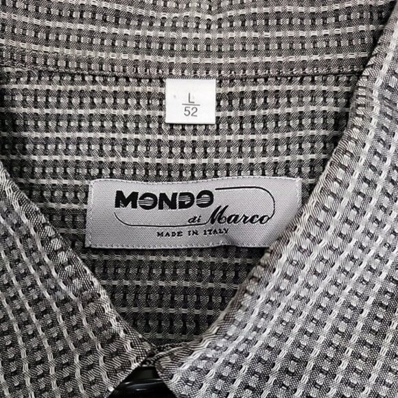 Mondo di Marco Men's Shirt Size L Gray Patterned Button-Up Long Sleeve - Picture 4 of 12